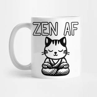 Cute Zen AF Meditating Cartoon Monk Cat Mug